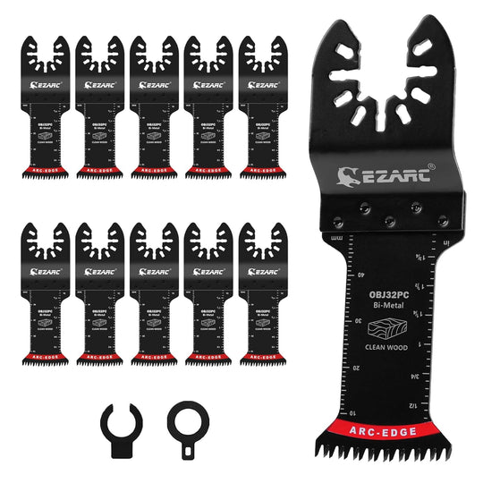 Bi-Metal Arc Edge Oscillating Tool Blade, Japanese Teeth Oscillating Saw Blades for Clean Cuts in Hard Wood & Plastic, Universal Fit Multitool Blades, 10-Pack
