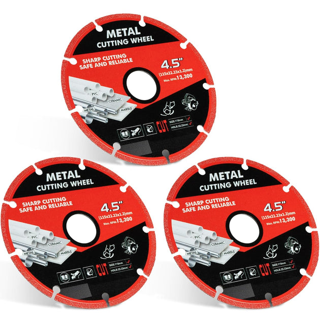 4 1/2 Inch Diamond Cutting Wheel for Metal, 4.5 Inch Cut off Wheel Angle Grinder Cutting Disc with 5000+ Cuts on Rebar, Steel, Iron and INOX (3 Pcs)
