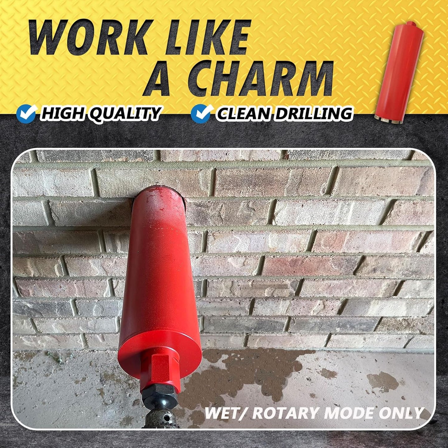 1-3/4" Wet Drill Core Bits for Concrete and Hard Masonry, Diamond Hole Saw, 14" Drilling Depth, 1-1/4"-7 Arbor, Wet Only