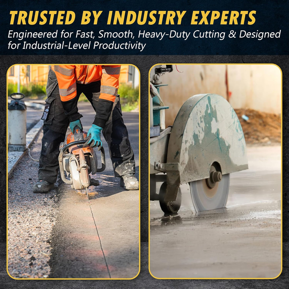 20" All Purpose Diamond Saw Blades for Hard/Reinforced Concrete, Asphalt, Granite, Terrazzo, Ductile Iron Piping, 7-5/8" Cutting Depth, 1" Arbor