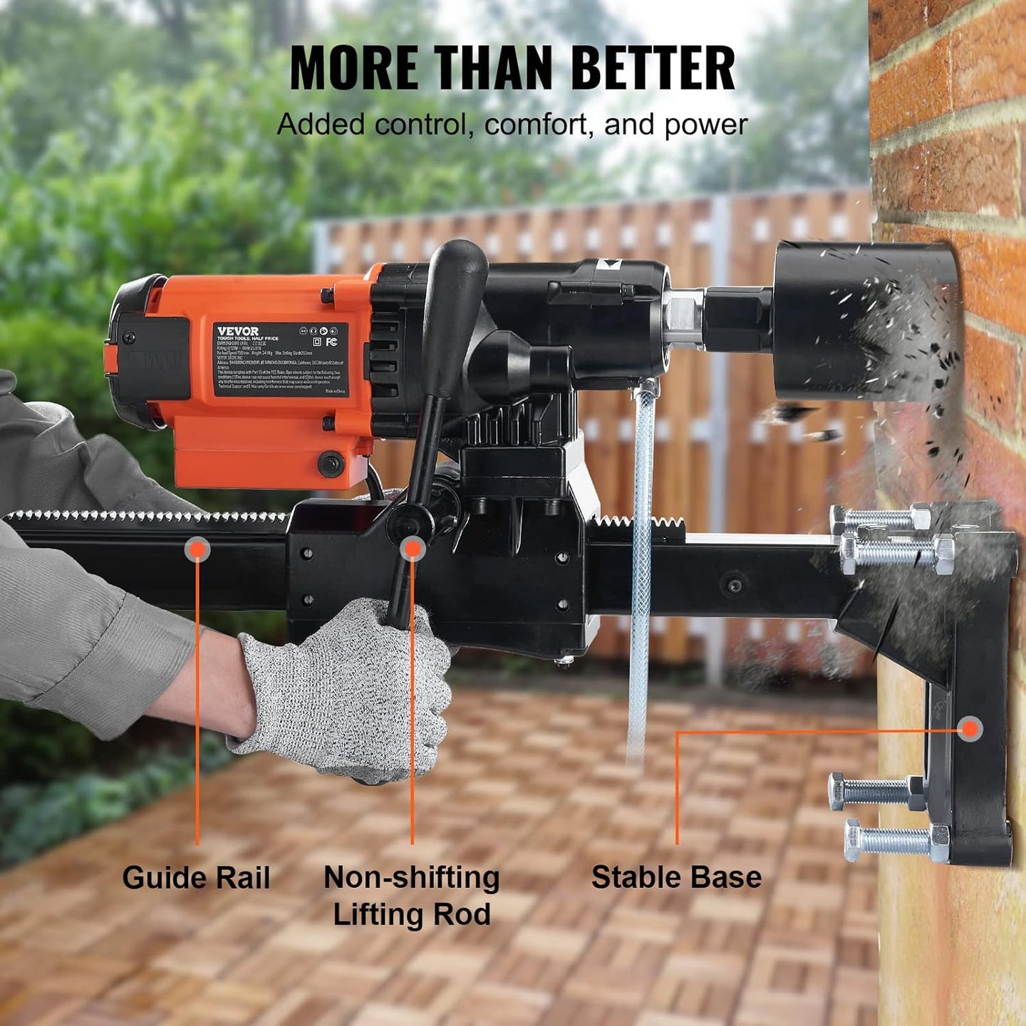 Diamond Core Drilling Machine, 8In Wet&Dry Concrete Core Drill Rig with Stand, 750RPM Speed & 1-1/4" 5/8" Thread & Lifting Handle, 8In Drilling Diameter for Concrete Brick Block Stone, 2500W