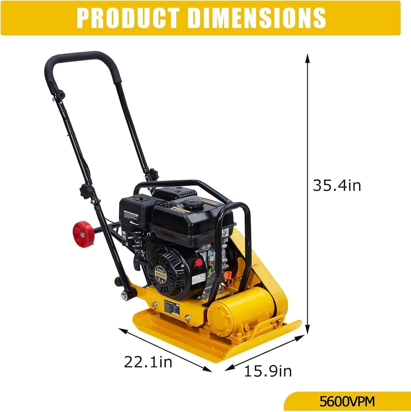 Walk-Behind Vibratory Plate Compactor Rammer 7HP 212Cc Gas Engine Soil Tamper