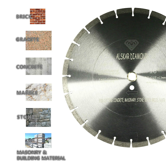 (5 Pack)  ADLSS 16 Inch Dry or Wet Cutting General Purpose Power Saw Segmented Diamond Blades for Concrete Stone Brick Masonry (16" - 5 Pcs)