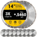 10 Pcs 14 Inch Diamond Concrete Saw Blade, 14 Inch Masonry Blade with 12 Mm Arbor Dry or Wet Concrete Saw Cutting General Purpose Segmented High Speed for Brick Stone Block Marble Granite