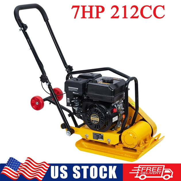 7.0 Hp Walk-Behind Vibratory Plate Compactor Soil Dirt Rammer 212Cc Gas Engine