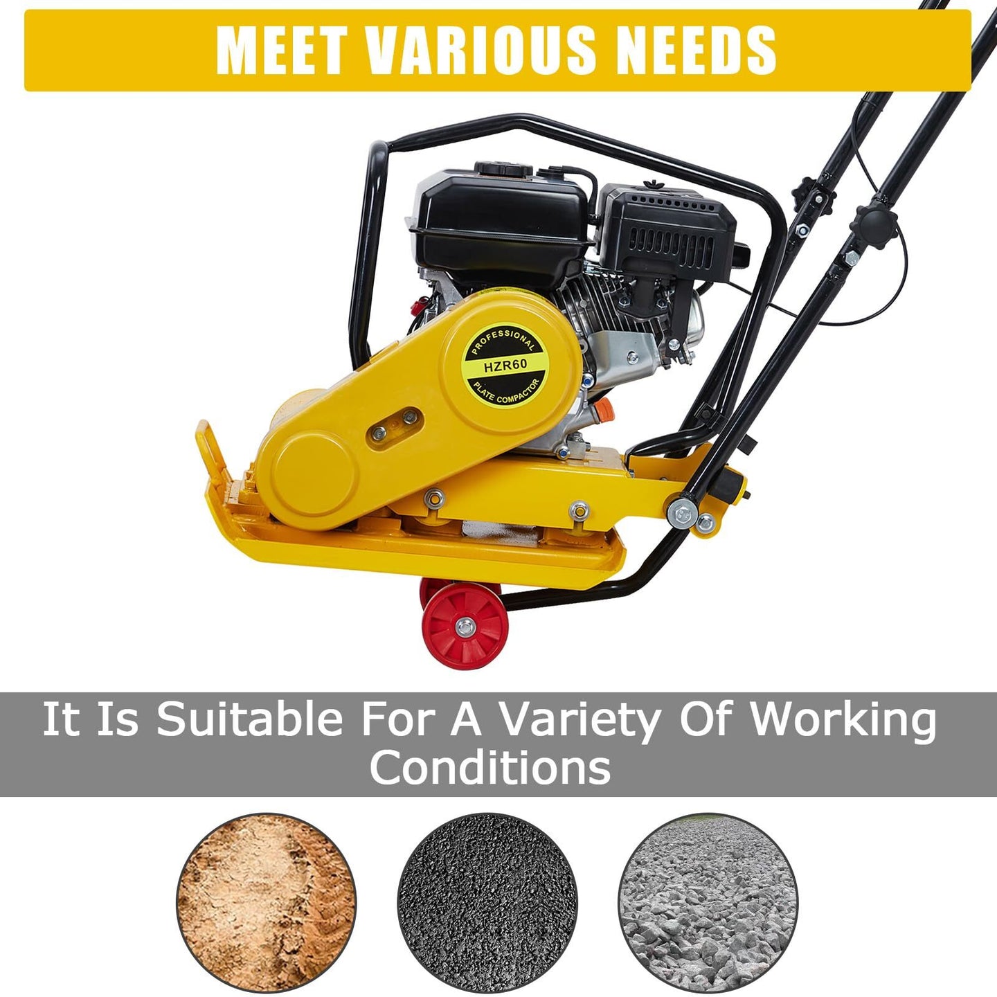 7.0HP Walk-Behind Vibratory Plate Compactor Rammer Jack Tamper 212CC Gas Engine