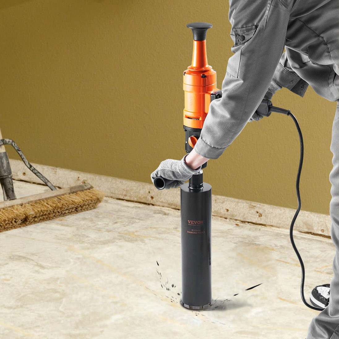 VEVOR Diamond Core Drill Machine Handheld Concrete Core Drill Rig 4In Bit 1500W