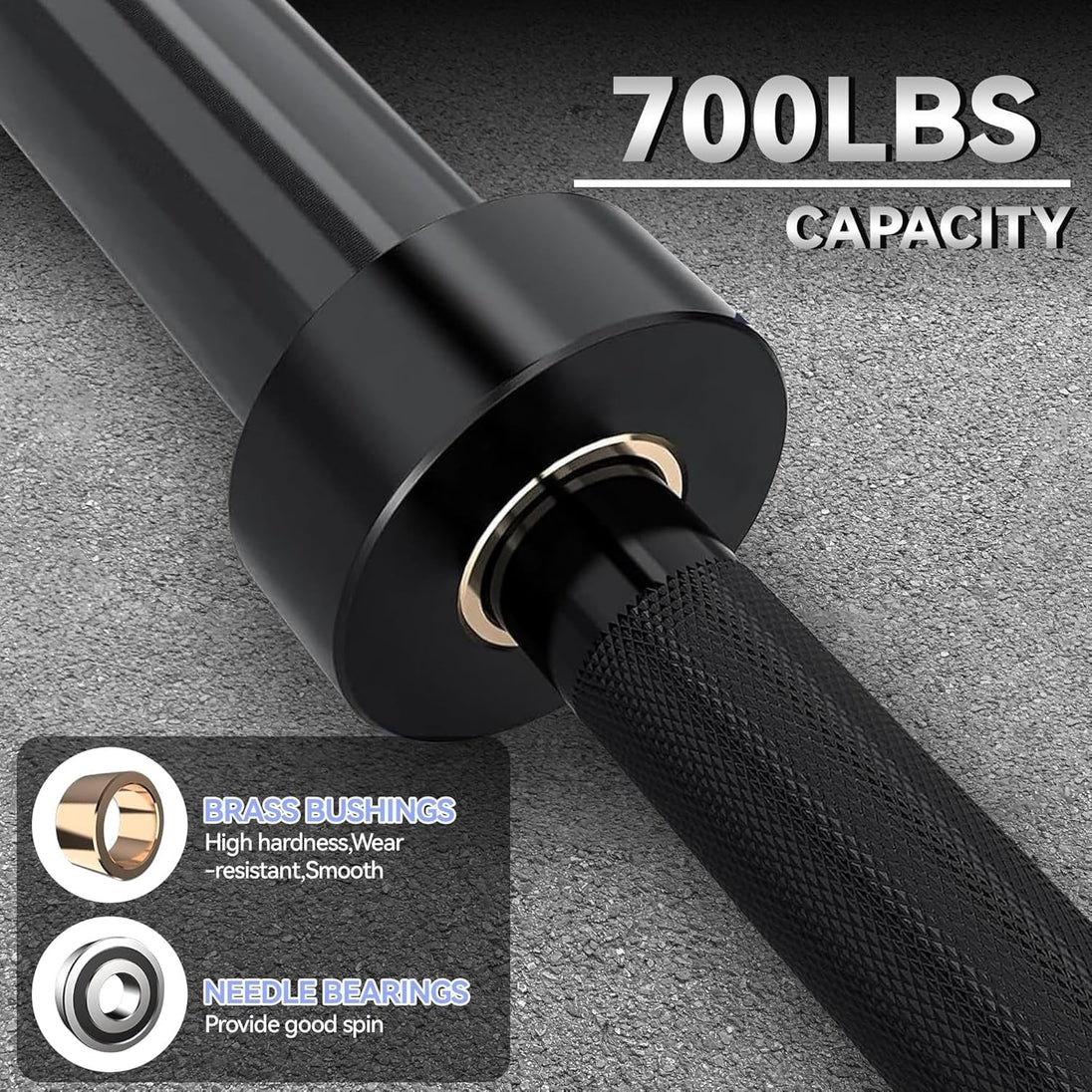 7FT Olympic Barbell Bar 45LB Powerlifting 700LB Capacity Weightlifting Bar