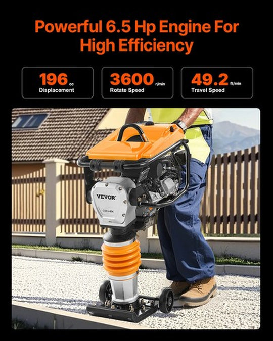 VEVOR 6.5 HP 196 Cc Four-Spring Jumping Jack Vibratory Rammer Tamper Compactor