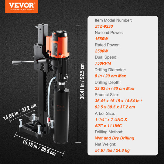 8In Max Diamond Core Drill Machine Concrete Core Drill Rig with 4.25In Core Bit