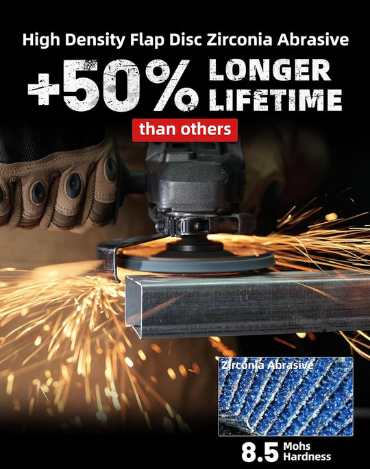 High Density Flap Discs 40 Grit, 4 1/2 X 7/8-Inch Flap Sanding Disc, Type 29 Zirconia Grinding Wheel 50 PCS for Stainless Steel, Sheet Metal