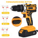 21V Cordless Hammer Drill Set Electric Impact Driver Screwdriver with 2 Battery