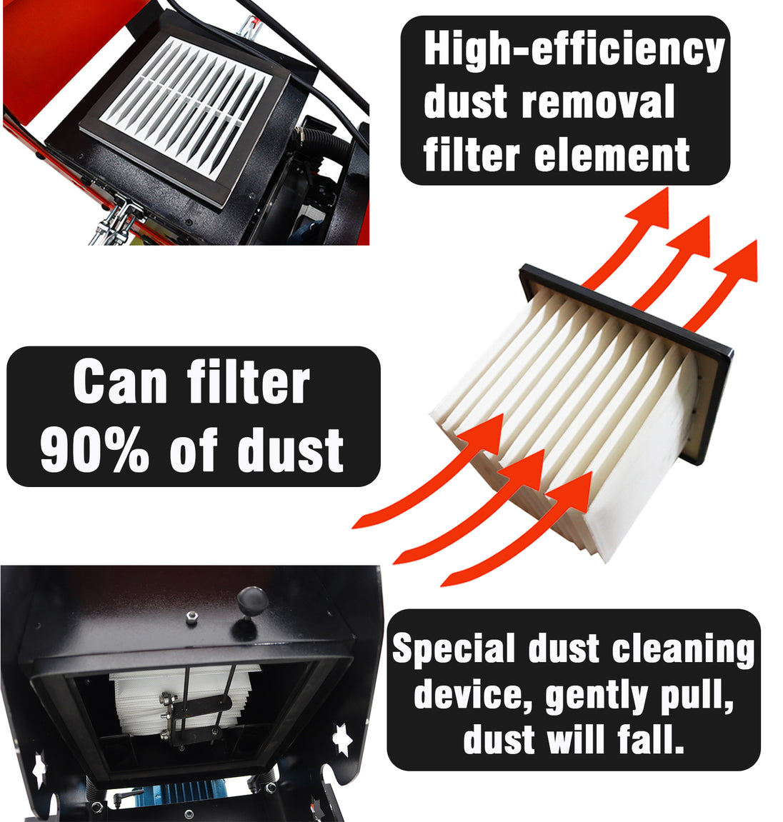 220V Concrete Floor Grinder Polishing Machine W/ 30L Dust Bucket 6 Grinding Head