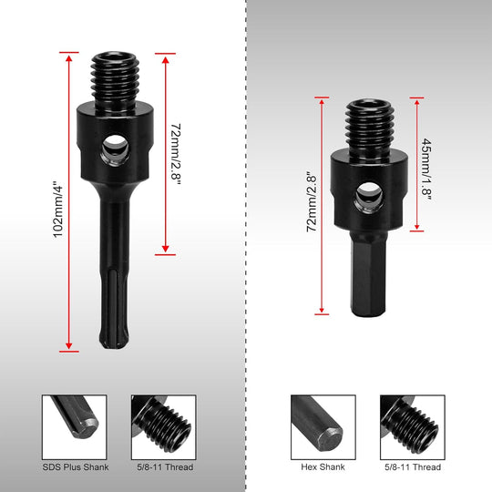 Diamond Core Drill Bits 2 1/2" Diameter 10"/254Mm Drilling Depth 5/8-11" Thread Core Bit Turbo Laser-Welded Segments for Cured Concrete with Brick Block Masonry with Two Adapters（Red）