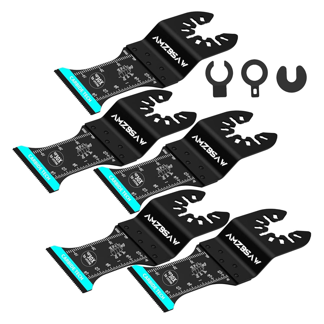 5 PCS Carbide Oscillating Tool Blades, Professional Multi Tool Blades Kits for Bolts Screws Hard Material Metal Nails Drywall, Multitool Blades Fit Dewalt Bosch Milwaukee Ryobi