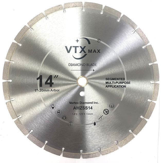 (5 Pack)  VSS 14 Inch Dry or Wet Cutting General Purpose Power Saw Segmented Diamond Blades for Concrete Stone Brick Masonry (14" (5 Pcs))