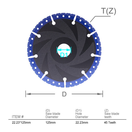 Metal Cutting Diamond Blade 5 X 7/8 Inch Cut off Wheel for Rebar Sheet Metal