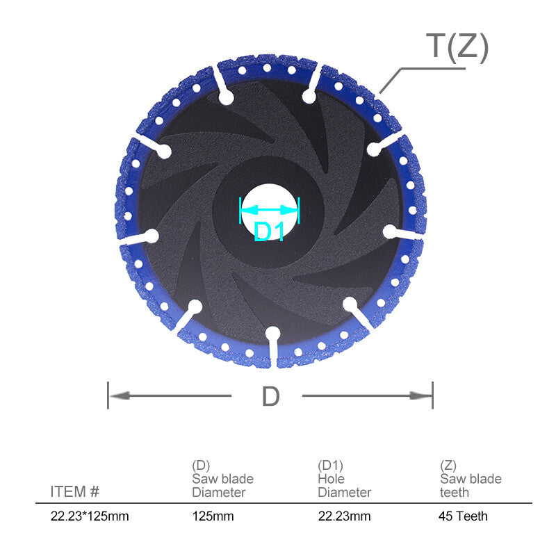 Metal Cutting Diamond Blade 5 X 7/8 Inch Cut off Wheel for Rebar Sheet Metal