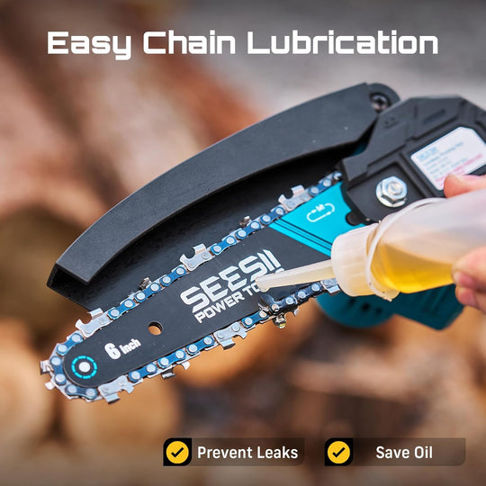Mini Chainsaw, 6-Inch Mini Chainsaw Cordless, Handheld Electric Power Chain Saw with 2 Batteries, for Tree Trimming Wood Cutting, Best Gifts for Father, Dad, Husband, Men