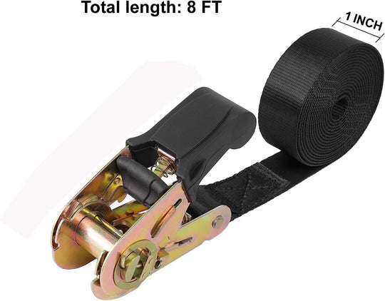 Endless Ratchet Tie down Straps Heavy Duty Cargo Tie Downs, Sturdy Nylon Black Strap down Ratcheting Securing Straps, Track Spring Fittings, Tie-Down Motorcycles, Trailer Loads, Kayak