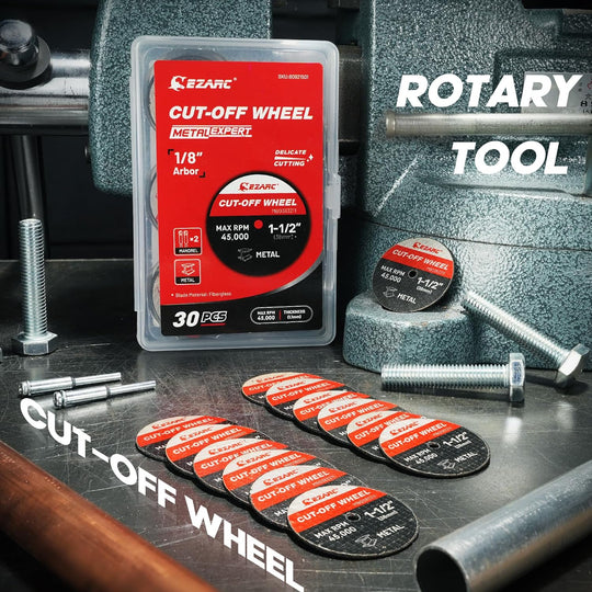 1-1/2 Cut off Wheels, 1.5" X 1/8" Fiberglass Reinforced Rotary Tool Cutting Disc Accessories Include Mandrels, 32-Pack